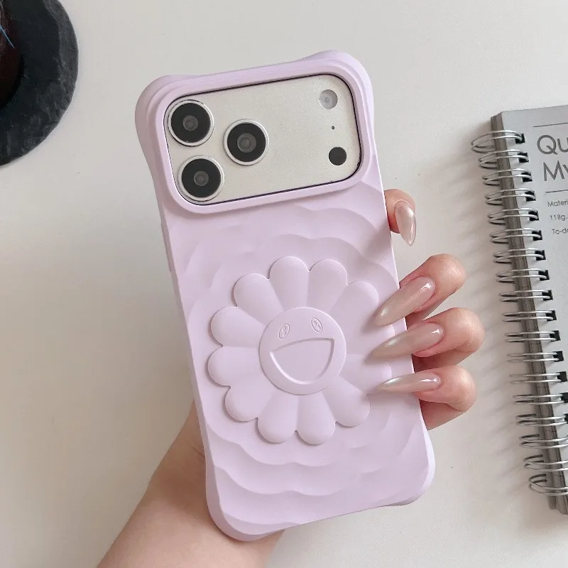 Best-Selling Skin-Friendly Liquid Silicone Matte Touch Phone Case For iPhone 18 Pro Max 17 16 15 Creative Sunflower-Design Cover