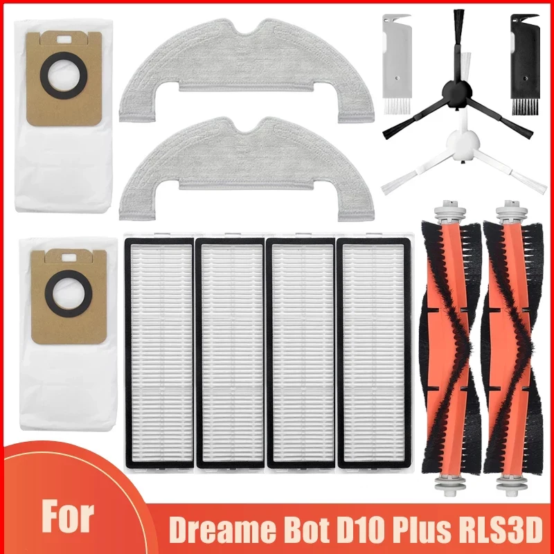 Para Xiaomi Dreame Bot D10 Plus RLS3D Acessórios Robô Aspirador de pó Hepa Filter Mop Cloth Dust Bags Main Side Brush Parts