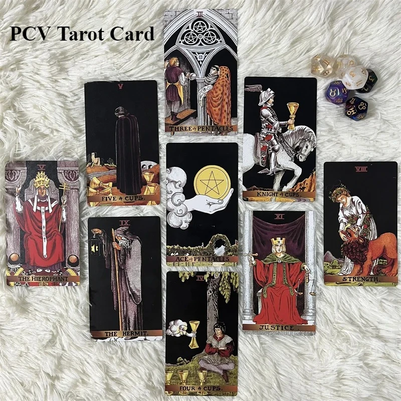 

78pcs PVC Waterproof Black Knight Tarot Cards Beginner Divination Tarot Deck English Versions Edition Board Game with Guidebook