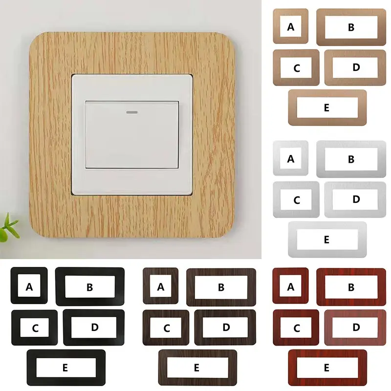 1PC Modern Light Switch Sticker Decorative Protective Cover Aluminum Socket Frame Cover Home Living Room Decor