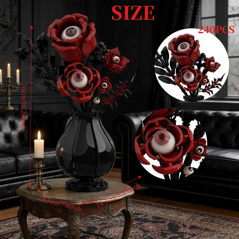 240PCS Gothic Eyeball Flower Building Kit - Fantasy Botanical Creature Model, Unique Decor & Gift for Teens & Adult Collectors