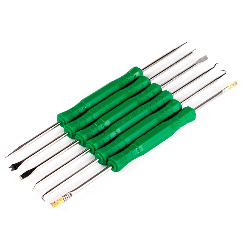 6PCS Desoldering Aid Tool Kit Carbon Steel Circuit Board Soldering Welding Auxiliary Tools Welding Oldering Aid PCB Cleaning