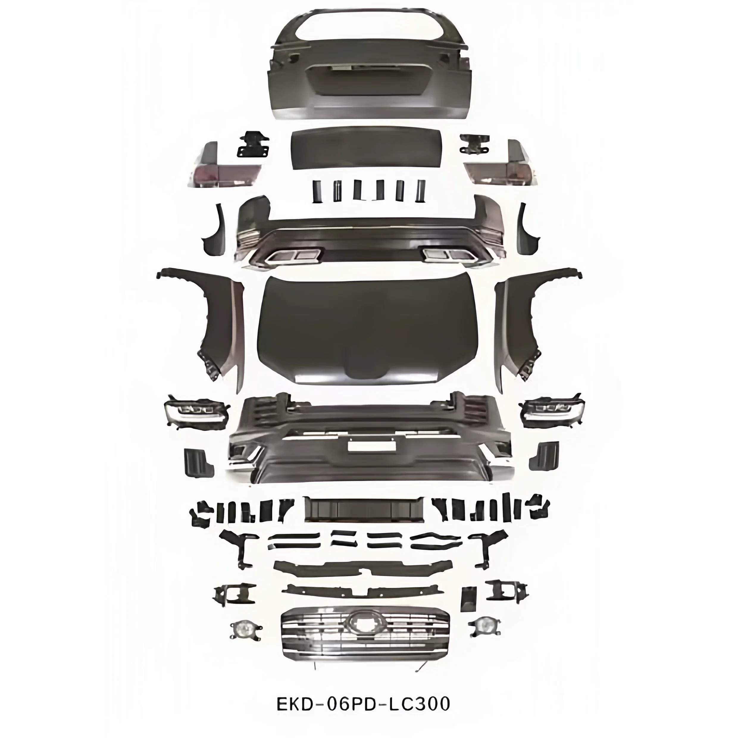 Car Body Kit For Toyota Prado LC120 LC150 2006-2023 Modified LC300 Style Front Rear Bumper Assembly Tailgate Hood Fender