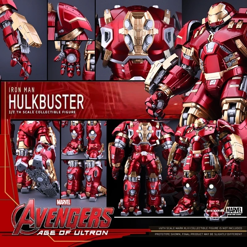 مجموعة نماذج Marvel Comics Hulk Armor واسعة النطاق، لعبة مجمعة بمصباح LED، لعبة الرجل الحديدي المجمعة، نموذج لعبة الرجل الحديدي الرائع