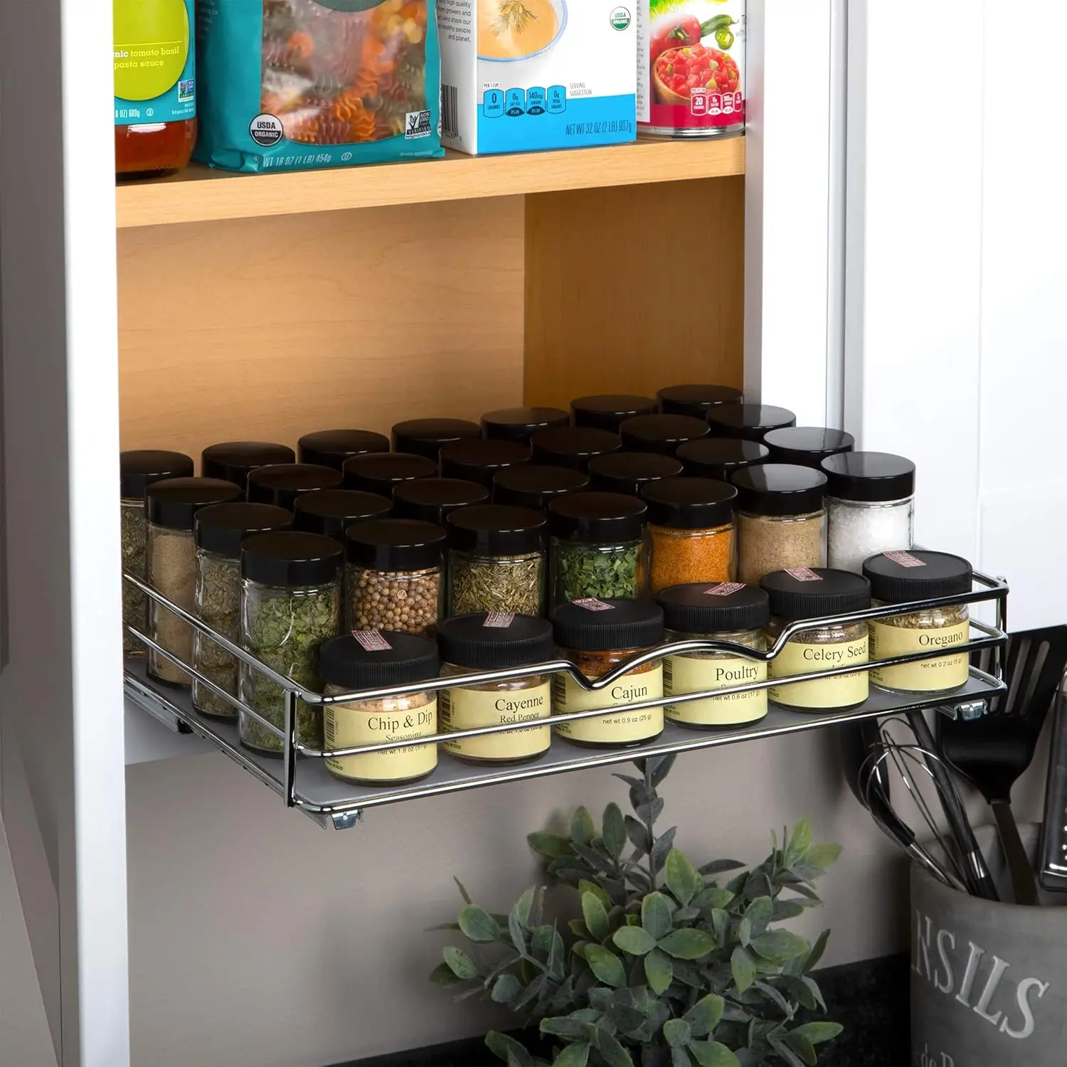 

Pull Out Cabinet Organizer For Spices, Cans - Heavy Duty With Lifetime Limited Warranty- Pull Out Spice Rack- Cabinet Pull Out