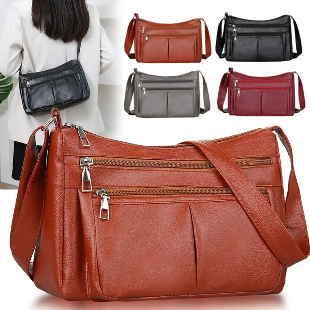 Versatile Faux Leathe Womens Shoulder Bags Water Resistant 4 Color Messenger Bag Handbag Womens