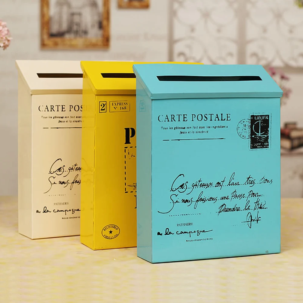 

Retro Tin Mailbox Mailboxes for House Outdoor Vintage Decor Ornaments Home Decoration Cute Holder Farmhouse Wall