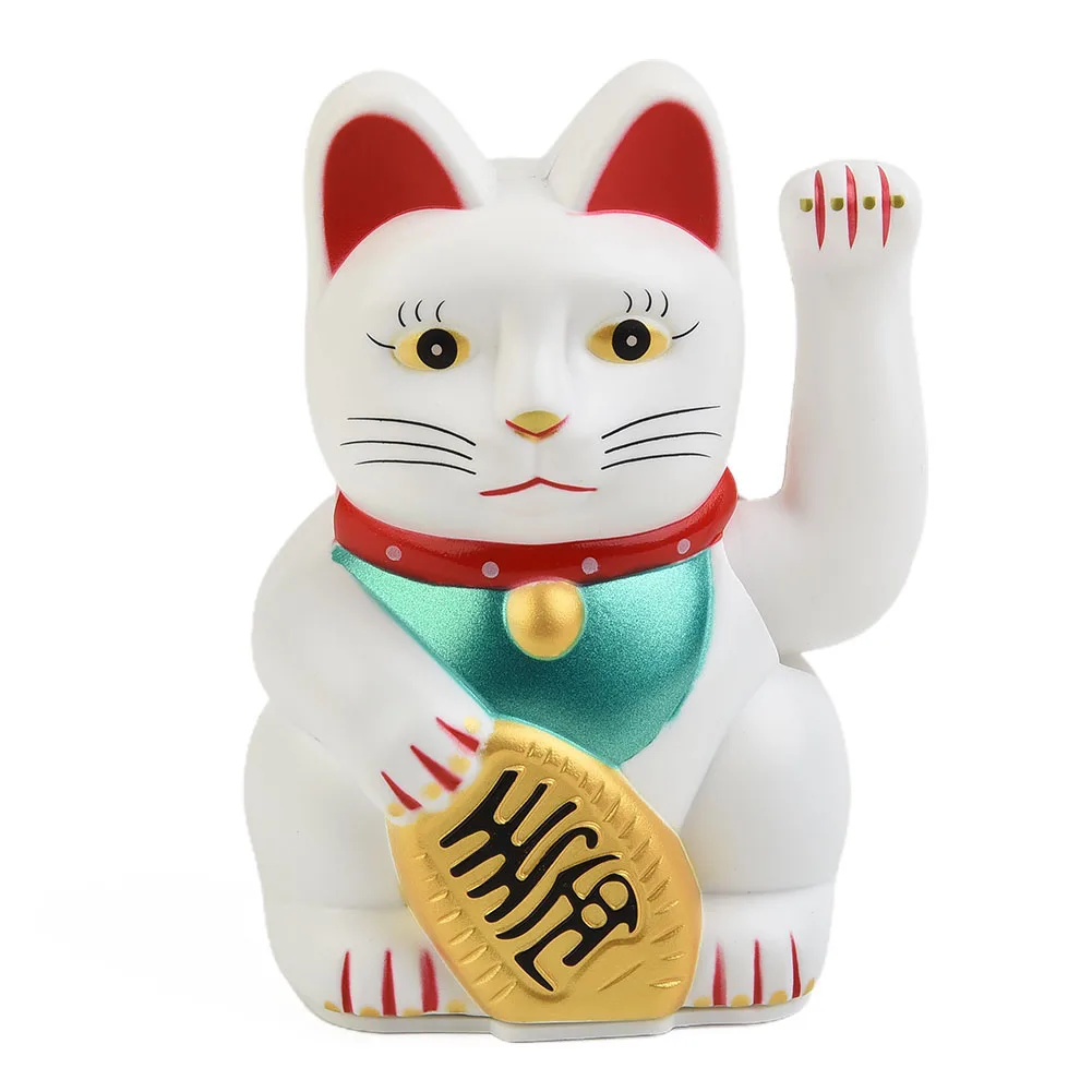 6 inch Waving Lucky Cat Decoration for Office Reception Desk Store Counter or Living Room Shelf Feng Shui Display