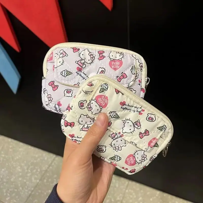 Кошелек Hello Kitty с героями мультфильмов Sanrio, кошелек в стиле аниме, держатель для карт, сумка для хранения Ccd, органайзер для гигиенических салфеток, чехол для макияжа, подарки