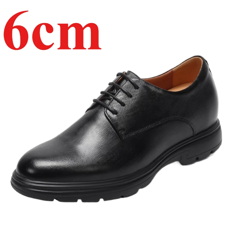 

Invisible Height-increasing 6cm Derby Shoes for Men's Genuine Leather Comfortable Breathable Casual Shoes Wedding Elevated Shoes