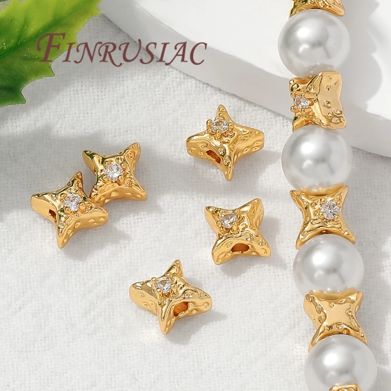 9.5 مللي متر * 6 مللي متر نجوم خرزة مباعدة 18K مجوهرات مطلية بالذهب اكسسوارات ، فواصل الخرز ، أساور وقلائد الخرز