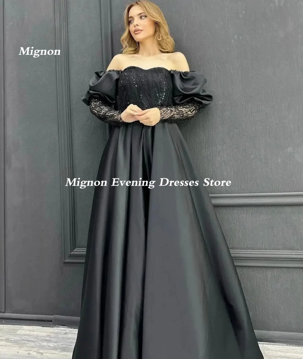 Mignon Satin A-line Lace Sweetheart Prom Gown Evening Ruffle Floor-Length Sequins Formal Elegant Party Dresses for Women 2023