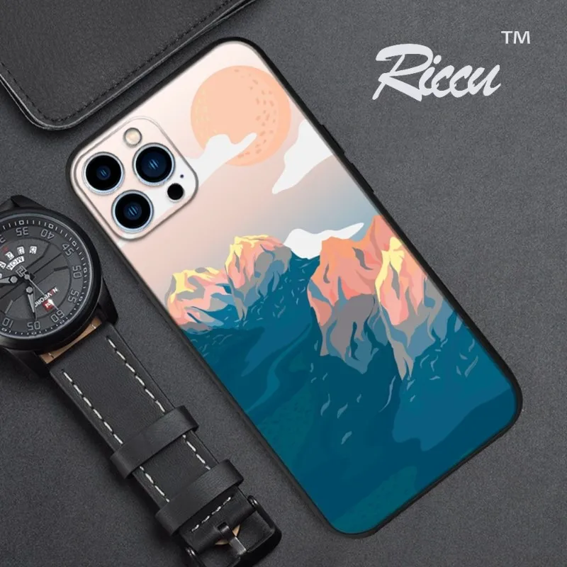 Magnificent snow-capped mountains Phone Case FOR IPhone 14 13 11 12 Pro 8 7 Plus X 13 Pro MAX XR XS MINI Silicone Black Covers