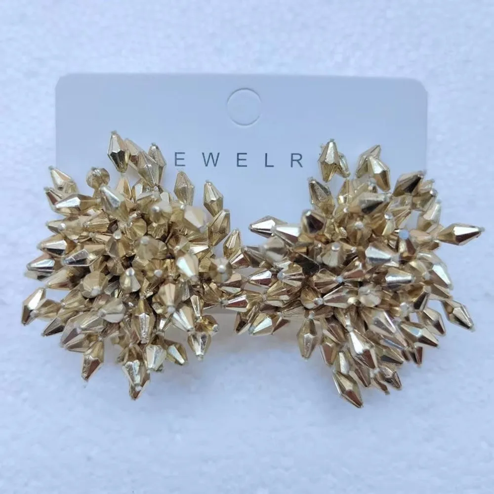 1Pair New Exaggerated Explosion Earrings High End Plastic Ear Jewelry Flower Tassel Earrings Beads Earrings
