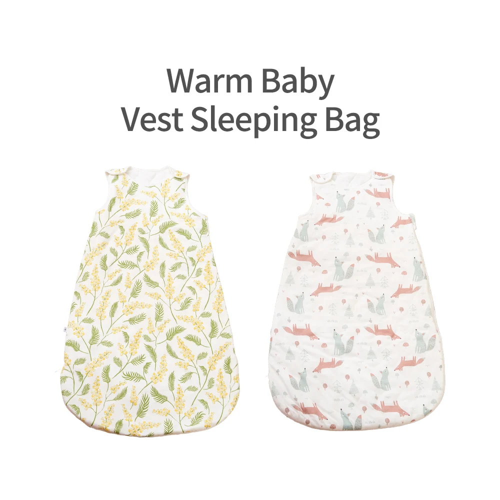 Elinfant 1 Piece Bamboo Cotton Baby Sleeping Bag Warm Wearable Blanket Winter Print Vest Sleep 10-20 Degrees Celsius Wear