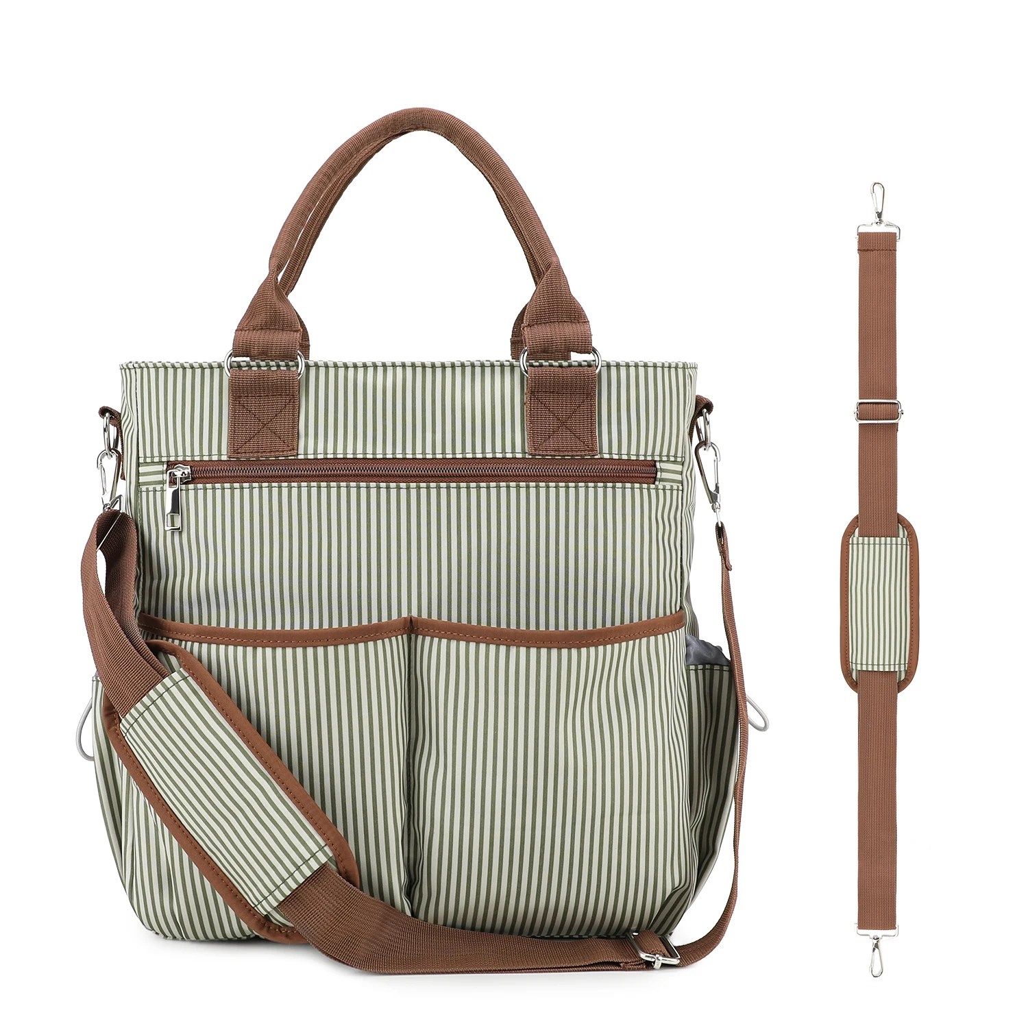 Striped Mommy Bag Large Capacity Multi-Layer Mommy Bag Portable Travel Maternity Bag