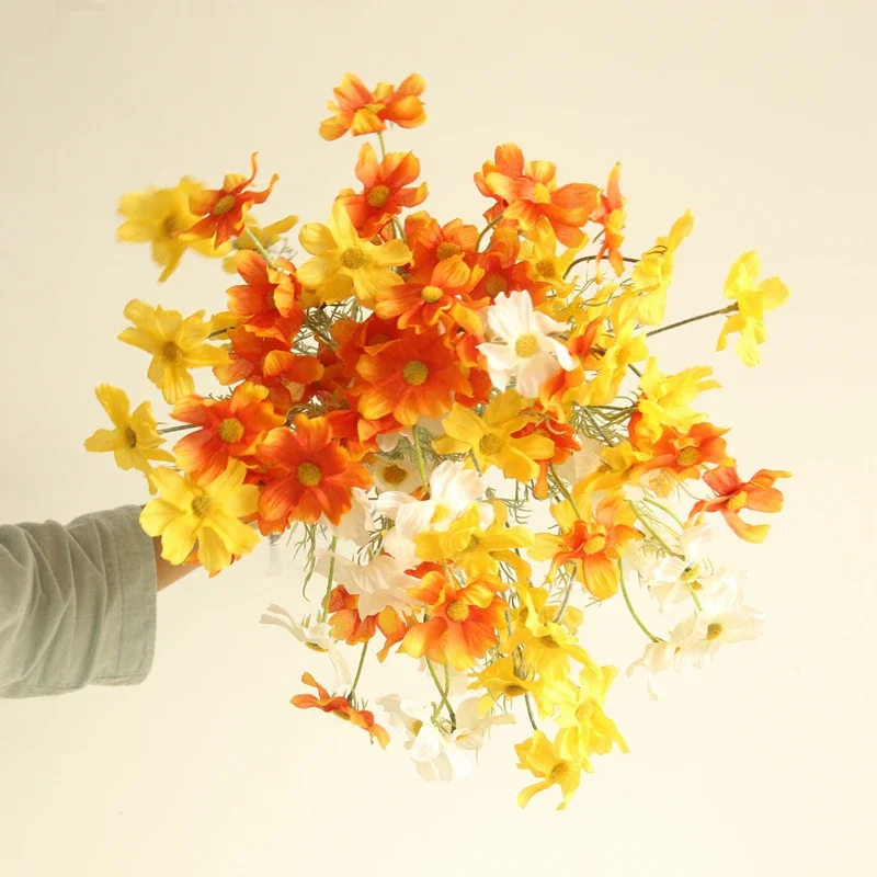 Silk Artificial flower 10 heads Cosmos Gesang flower DIY living room floor display fake flower wedding scene decoration