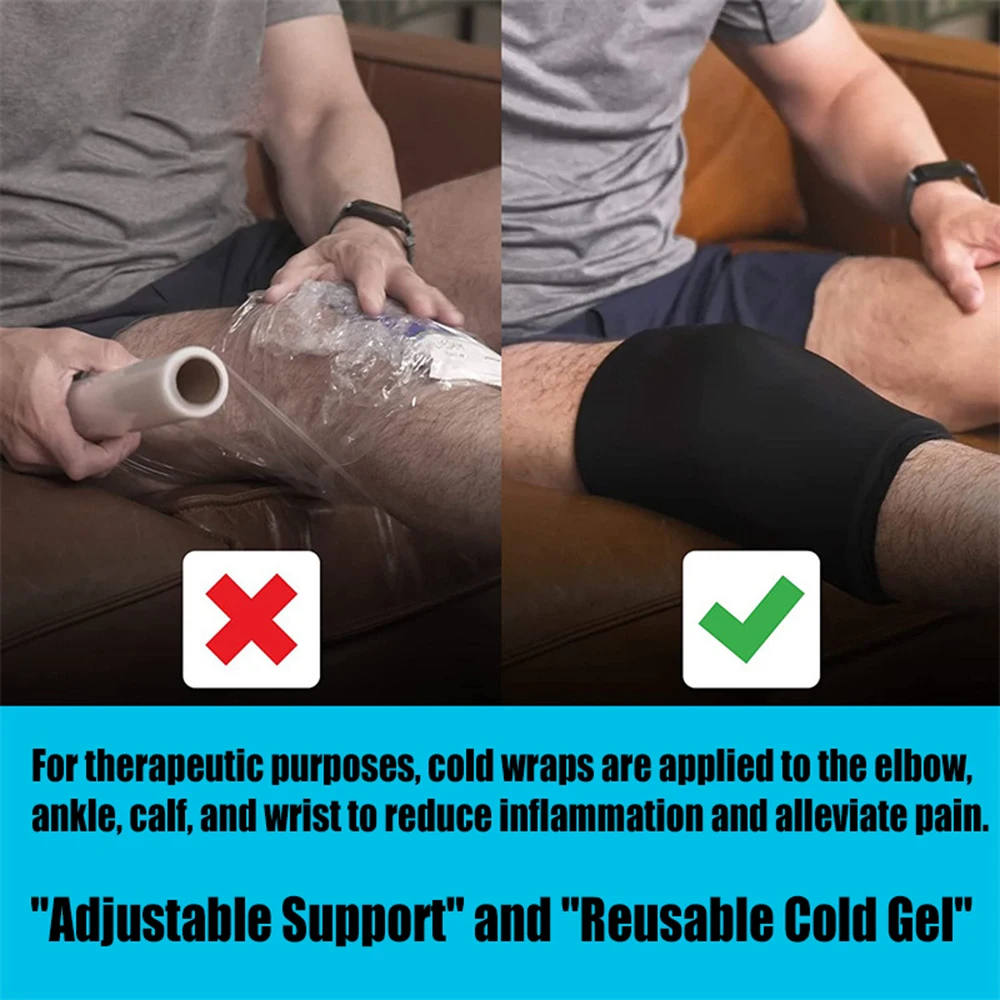 Ice Pack Set Elbow Knee Support Wrist Support Ice Compress for Injuries Pain Relief Reusable for Bruising Tendonitis Arthritis