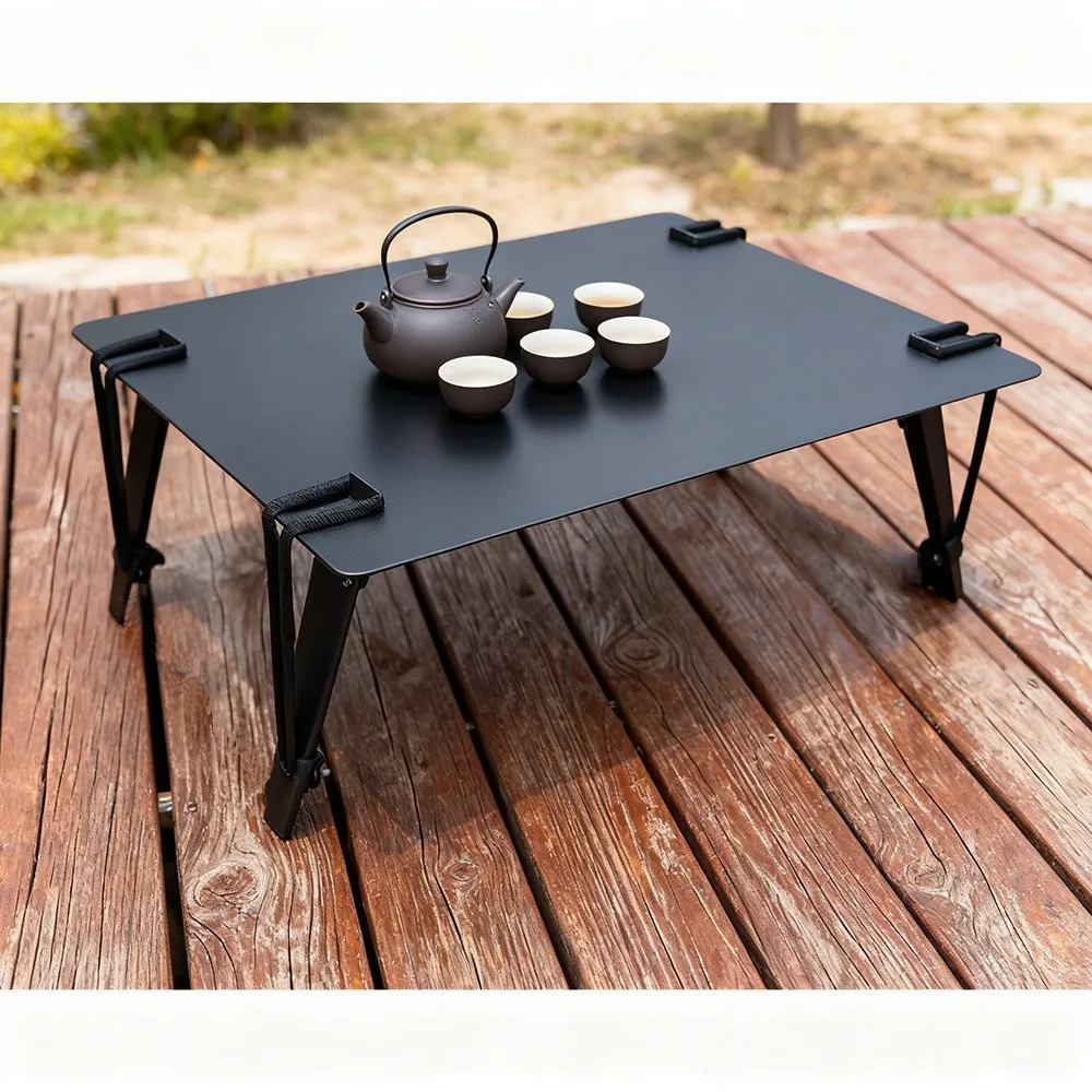 Outdoor Folding Tactical Table, Multifunctional Portable Camping Desk with Elastic Rope & Removable Iron Frame