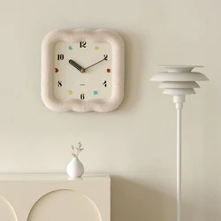 Geometry Wall Clock With Plush Frame For Living Room Minimalist Modern Design Hanging Clock Bedroom Bedside Clock Home Decor