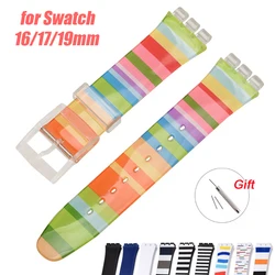 16mm 17mm 19mm Silicone Strap for Swatch Watchbands Rubber Waterproof Brcaelet Jelly Color Wristband Soft Sport Universal Band