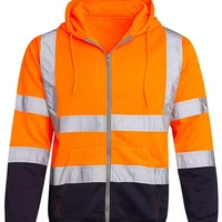 Sudadera con capucha con tiras reflectantes, ropa de trabajo sanitaria, sudadera con cremallera a juego de colores de lana, Otoño e Invierno