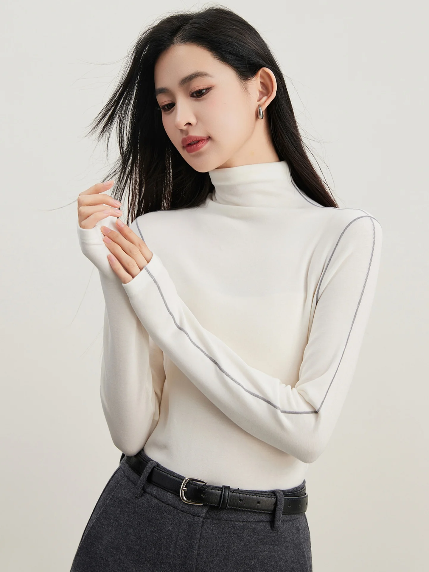 

Sli High Ne Knitted Top Comfortable Long Sve Casual Base Layer irt Slim Fit Warm Winter 2025 Faion for Women