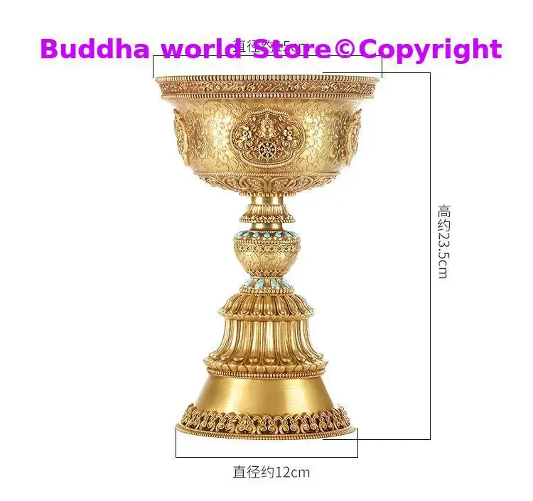 Wholesale Buddhist supplies # GOOD HOME Shrine Eight Auspicious Symbols of Buddhism copper worship buddha Butter lampholder