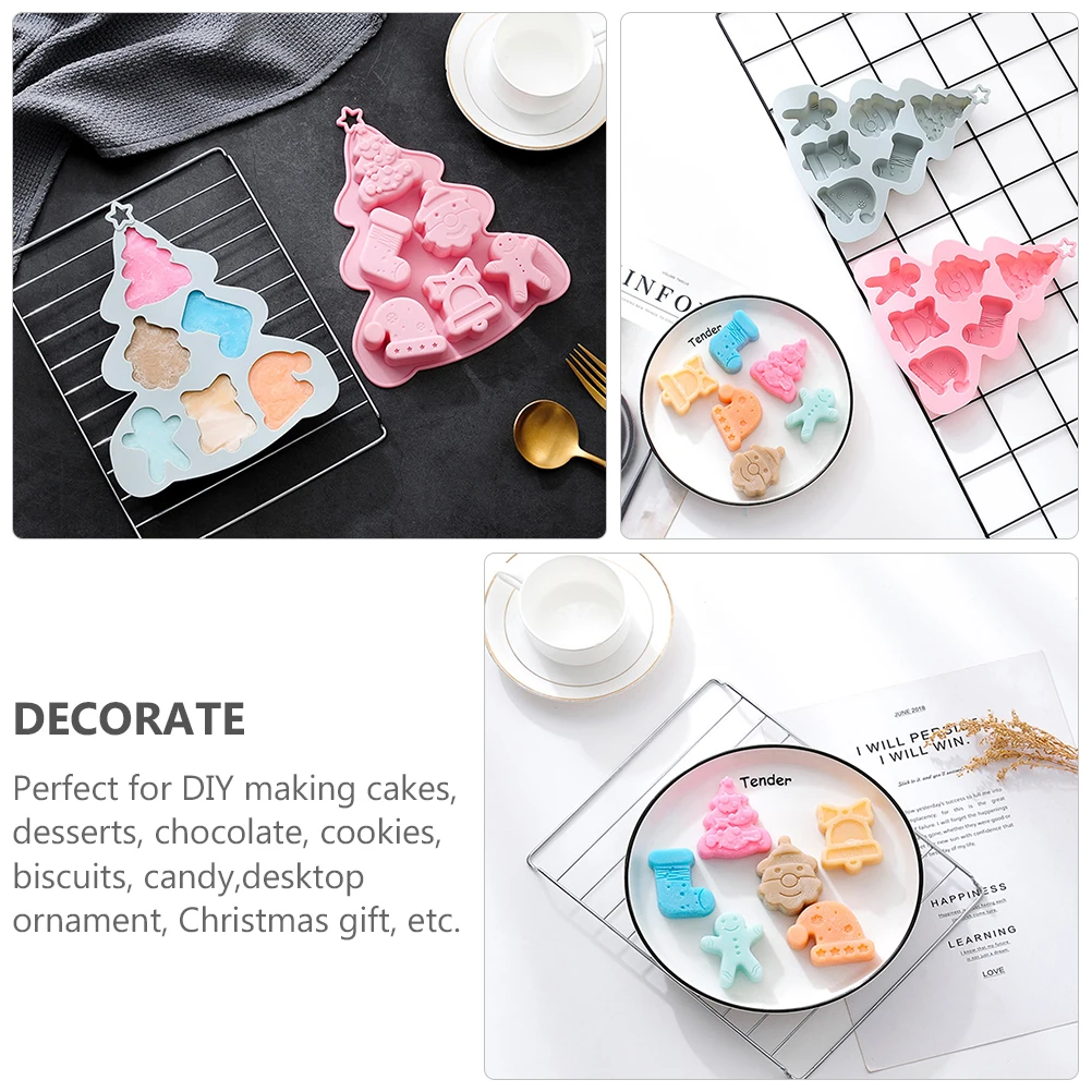 

2Pcs Silicone Cake Mold Christmas Tree Shape DIY Mold for Mousse Cake Resin Ornament Desktop Decor Craft Baking Tool