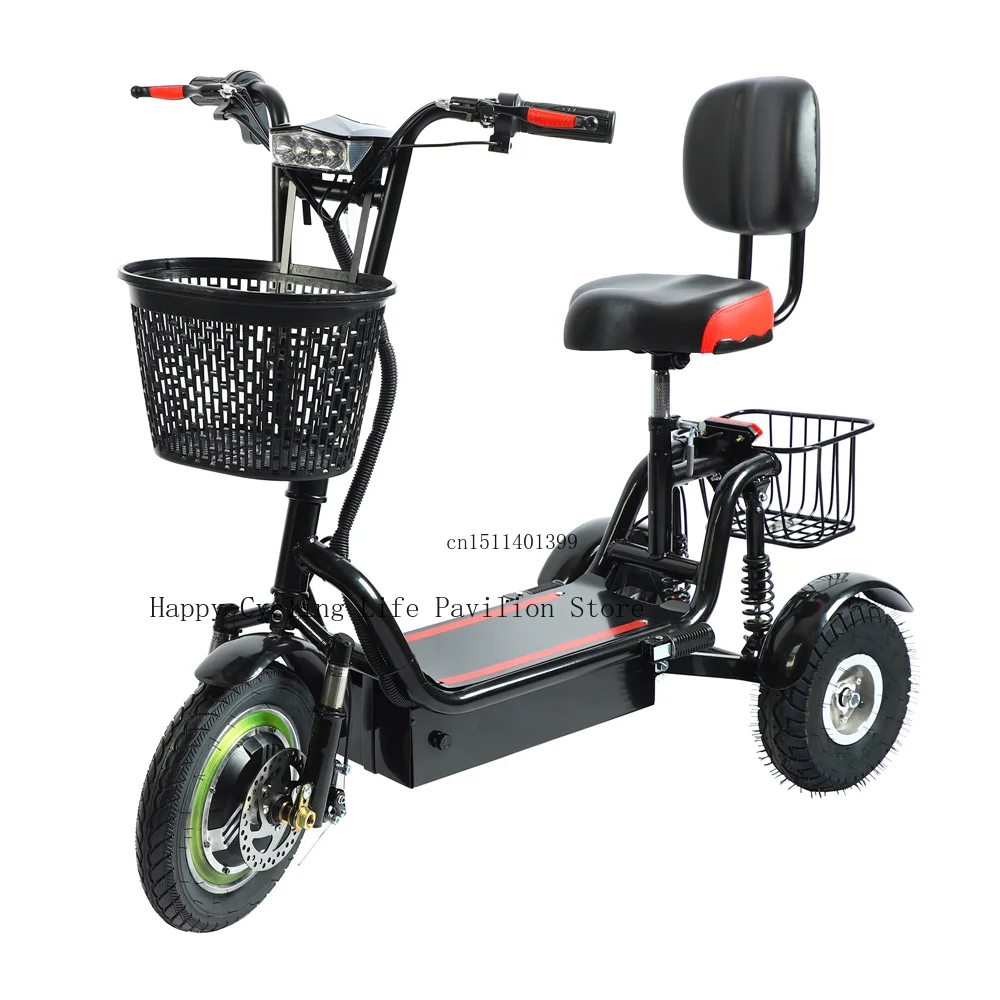 Folding Mini Three-Wheel Electric Tricycle for Adults and Elderly, Electric Scooter, E-Bike,11 Inch, 48V, 350W, 40-50km