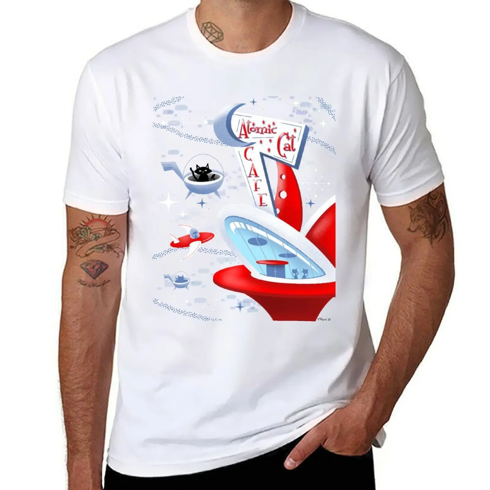 

Atomic Cat Cafe T-Shirt t shirts for man cotton t shirts for man pack white T-Shirt