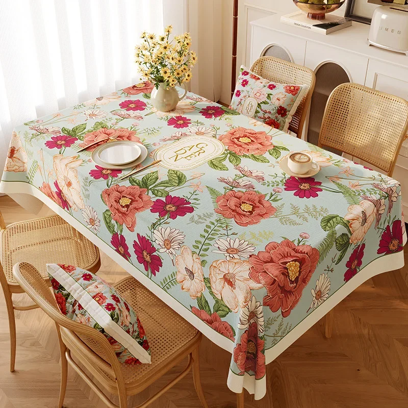 American Luxury Printed Waterproof Tablecloth Oil-Proof Washless Table Cover for Hotel Banquet Wedding Party Dining Table Decor