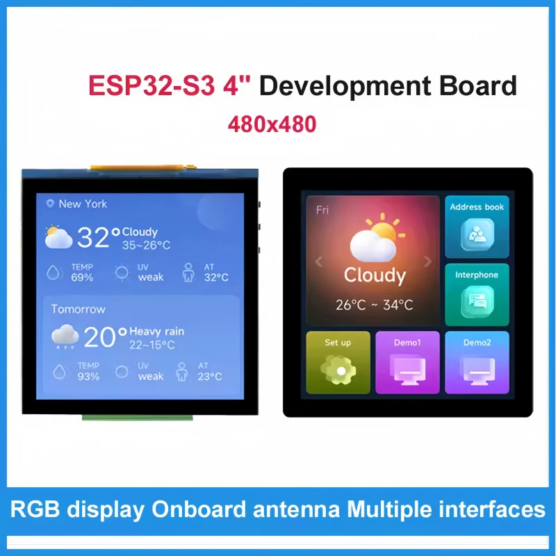 carte-de-developpement-lvgl-avec-ecran-tactile-lcd-esp32-s3-de-4-pouces-480-×-480-wifi-et-bluetooth-processeur-double-cœur-lx7-32-bits