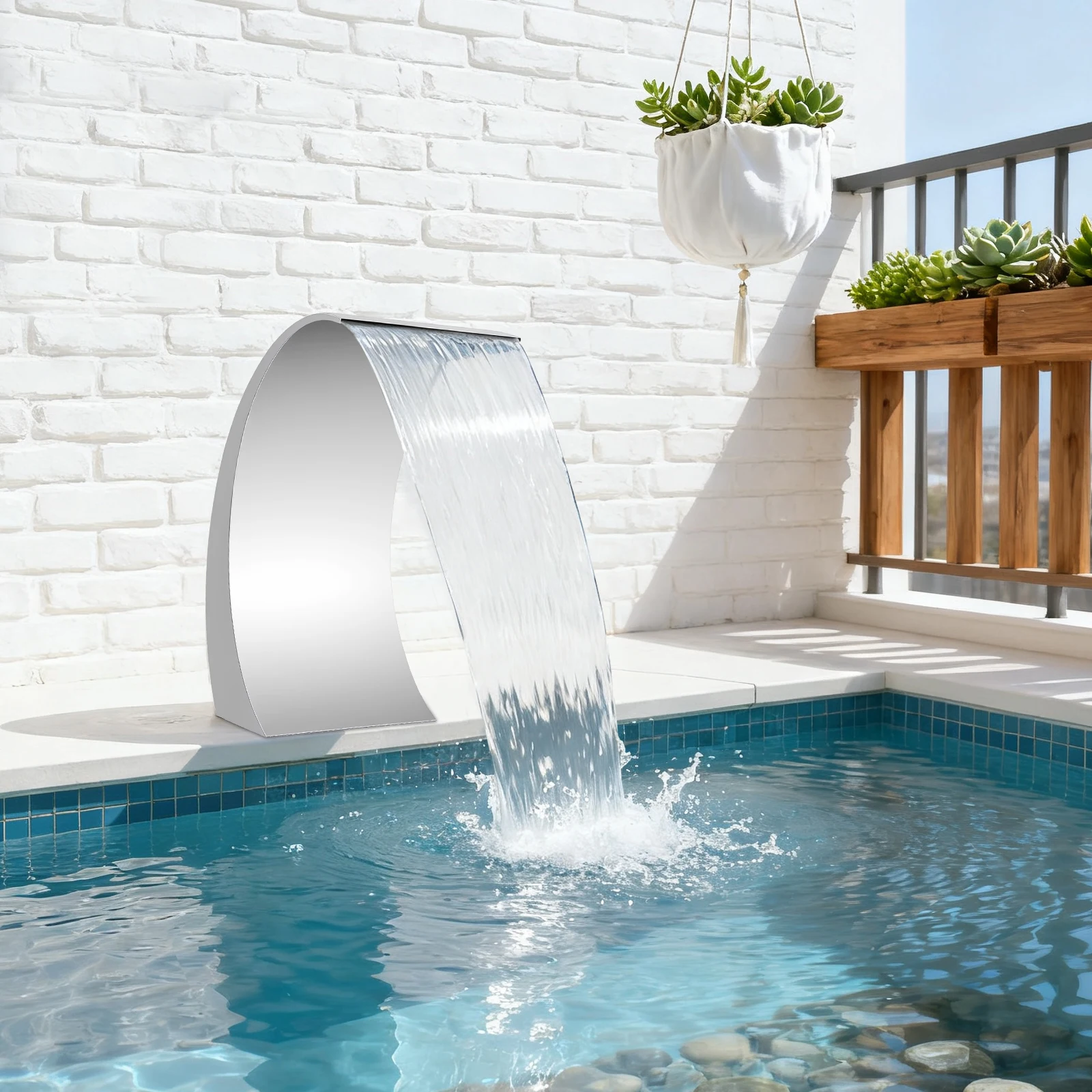 304 Edelstahl Wasservorhang-Düse 60x30cm Pool-Brunnen Wasserfall-Sprinkler für Garten-Teich Landschaftsdekoration – Detail 3