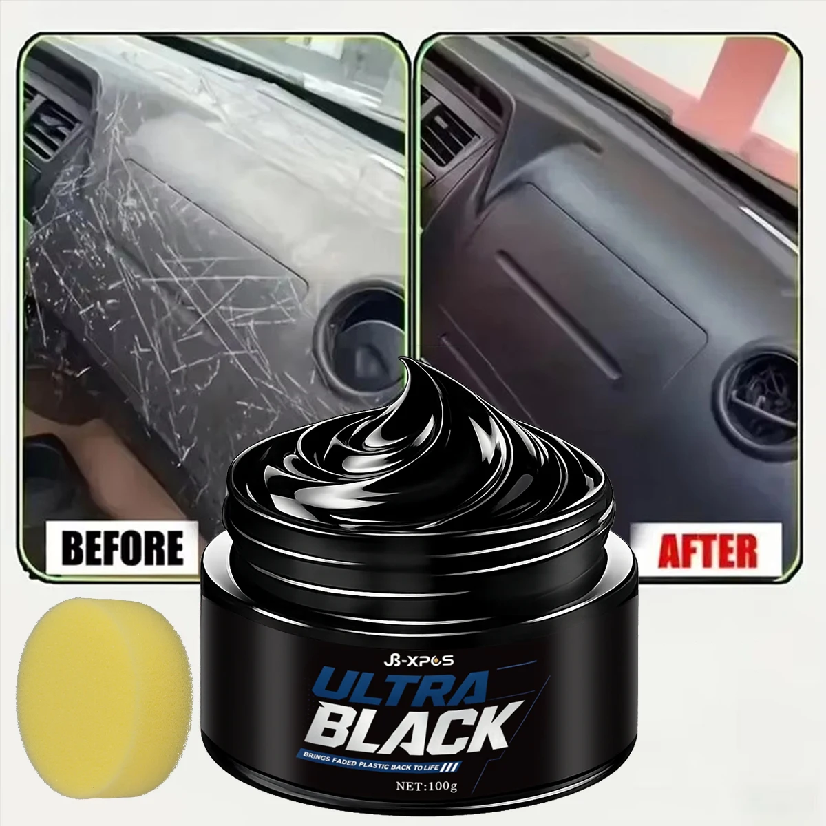 Car Plastic Trim Leather Restorer Paste Faded Bumper Dashboard Black Dye Waterproof UV Coating Matte Long-Lasting YT2032