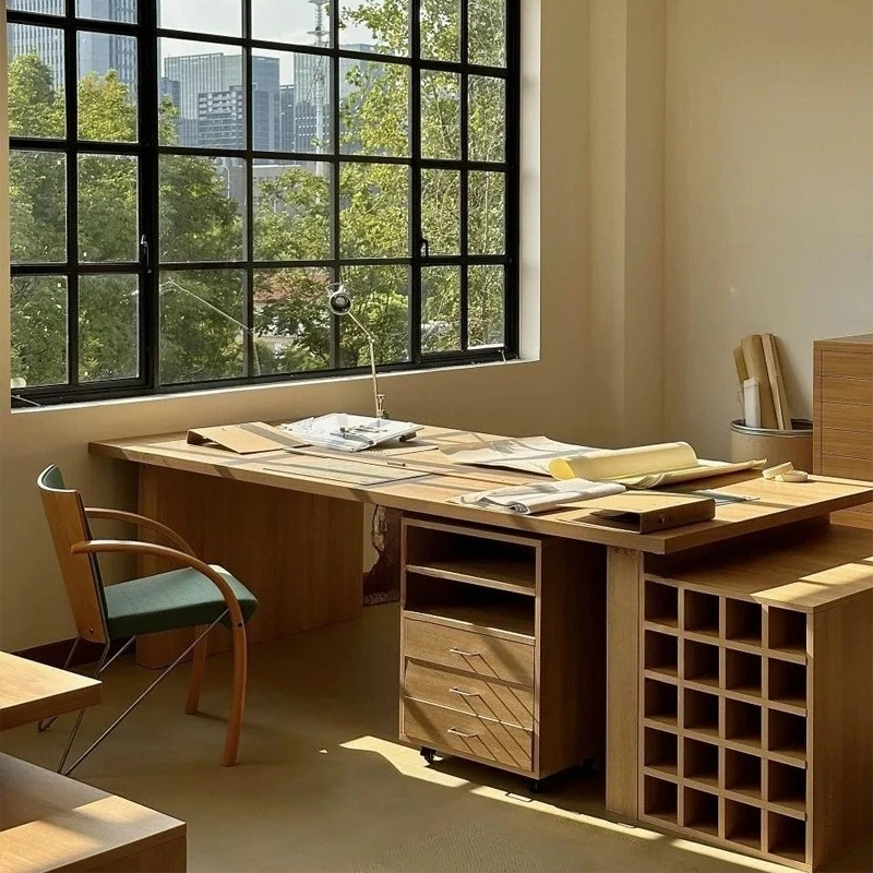 

Light luxury workplace senior office supervisor desk big desk birch ocean board office computer desk file cabinet integrated