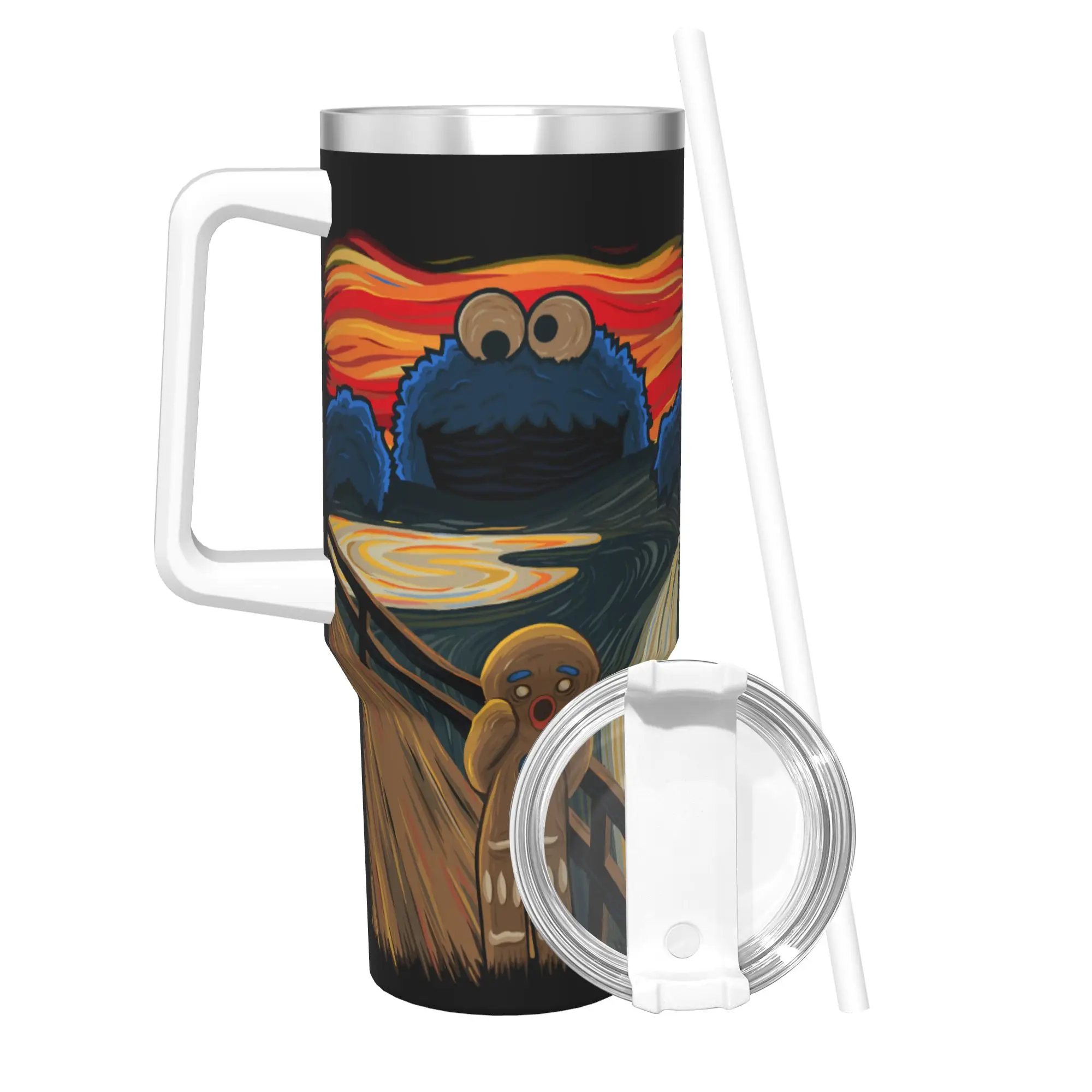 Stainless Steel Tumbler Cookie Monster The Cookie Muncher Coffee Mug  Insulated Cold Drink Mugs Cup Travelist Water Bottle