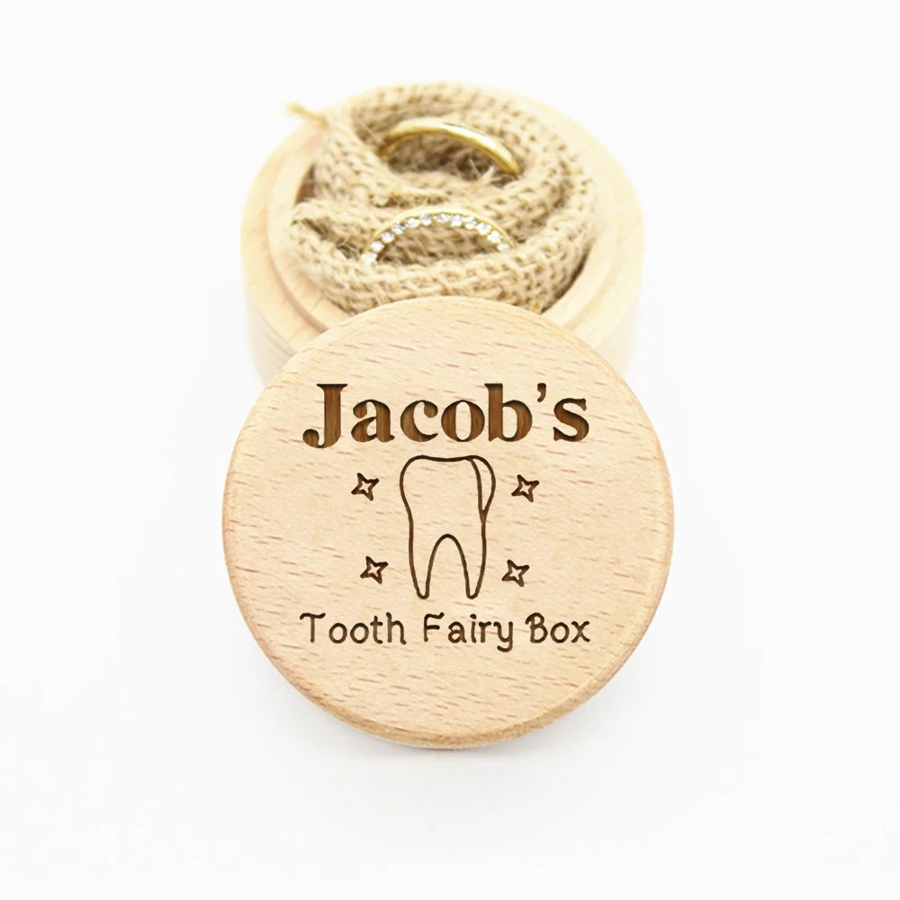 Personalised Engraved Baby Wooden Tooth Box Milk Teeth Storage Collect Teeth Umbilical Save Gifts Custom Name Keepsake Boxes