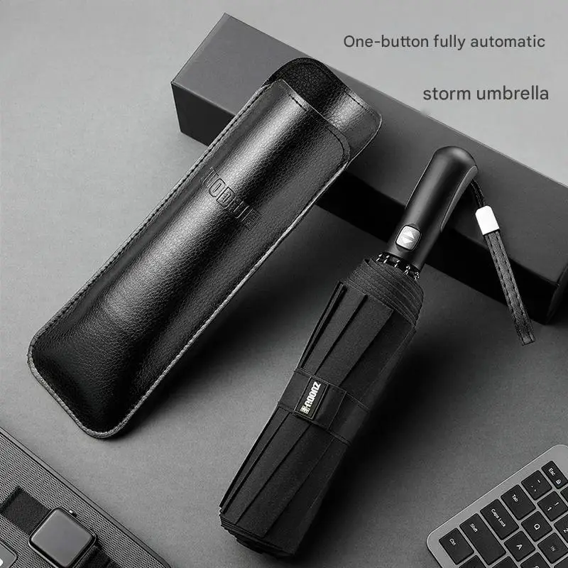 Men's Fully Automatic Large Reinforced Thickened and Strong Storm-resistant Folding Sunshade  Umbrella for Home and Car Use