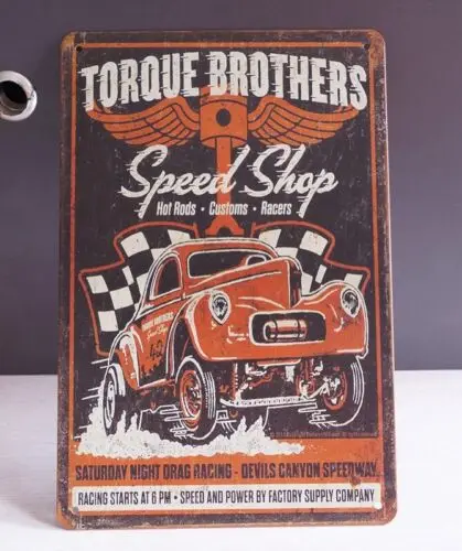 Torque Poster Retro Tin Signs Metal Plate Garage Wall Decor Hainging