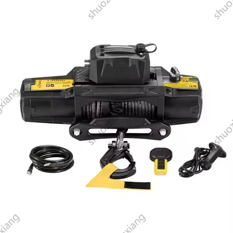

12V 13000LBS/5909KG IP67 Electric Winch Wired/Wireless Control Synthetic Rope for 4x4 SUV Body Parts
