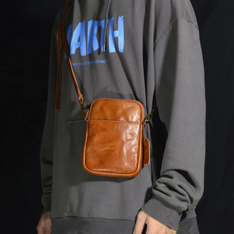 Leather Folded Design Retro  Square Bag Zipper Skin Shoulder Bag Personalized Crossbody Bag Casual Single Shoulder Bag
