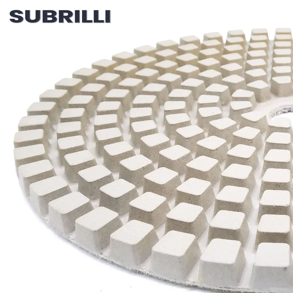 SUBRILLI 10 "بوصة الراتنج السندات عجلة تلميع الماس الأبيض لوحة تلميع الرطب D250mm حجر الجرانيت الرخام الخرسانة برتقالي القرص