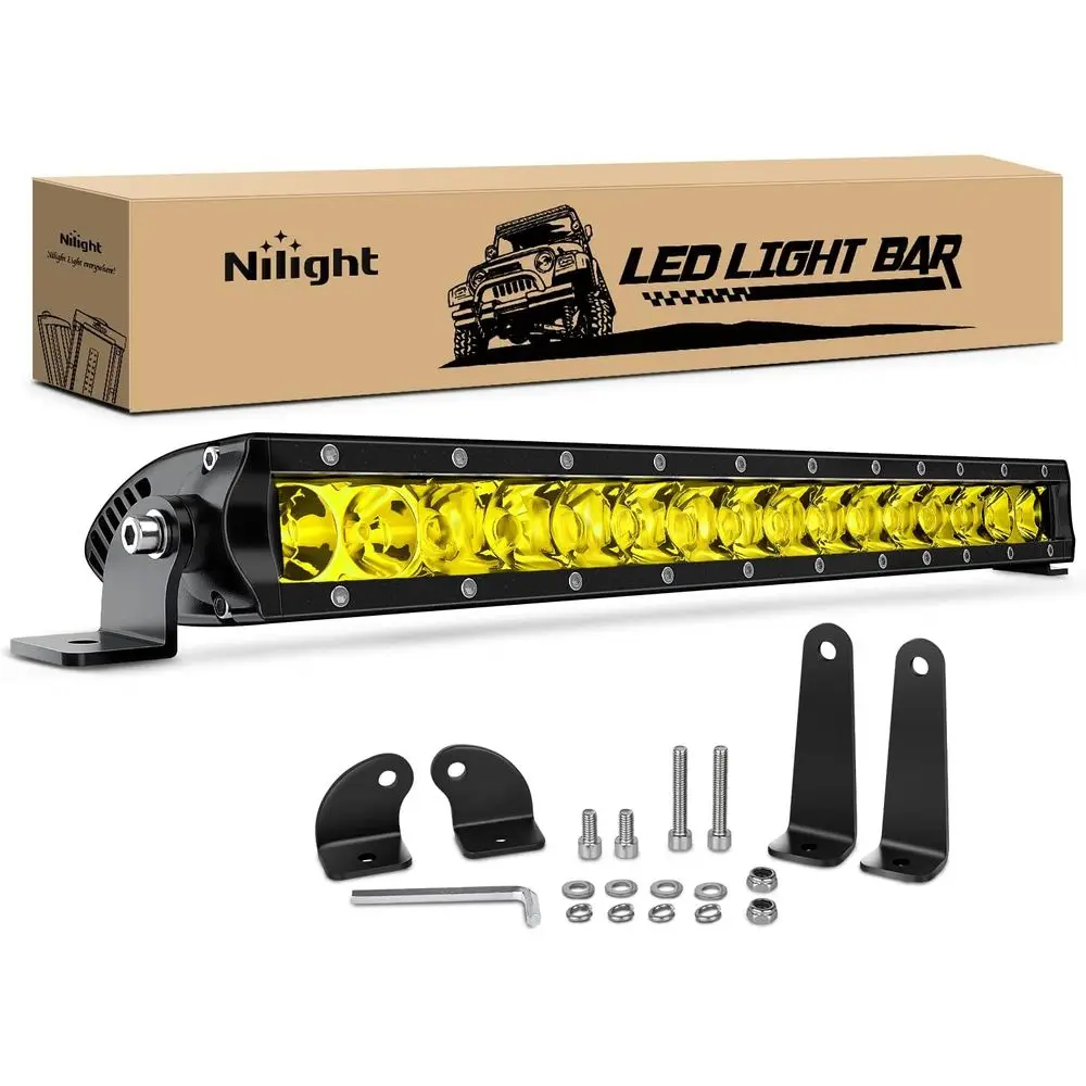 

Nilight Led Light Bar Amber 17 Inch 80W Super Slim Spot lood Combo 8000LM 3D Driving og O Road Lights or Trucks Pickup SUV ATV U