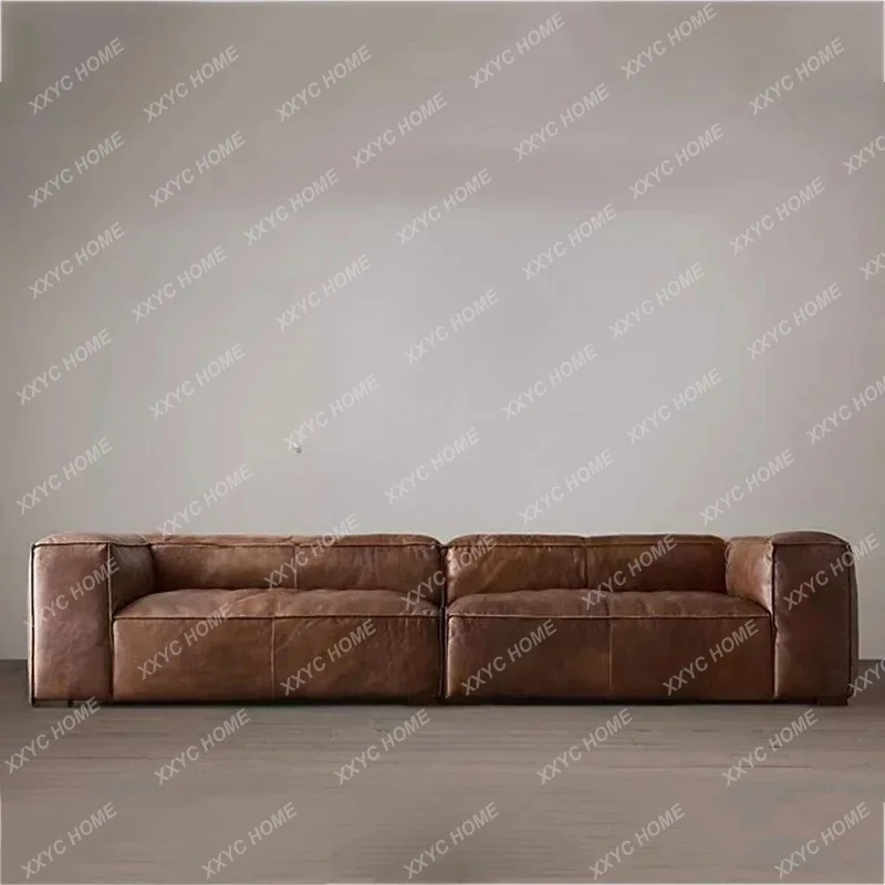 XX Leather Living Room Sofas Luxury Brown  Lazy Puffs Couch Double Lounge Floor Divano Soggiorno Home Furniture