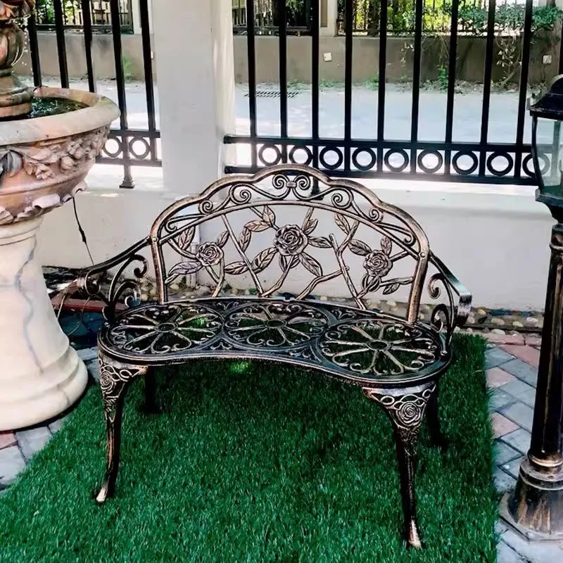 Park chair Love seat Rose pattern yard bench garden Balcony seater cast aluminum Solid leisure chair metal furniture Hot sale