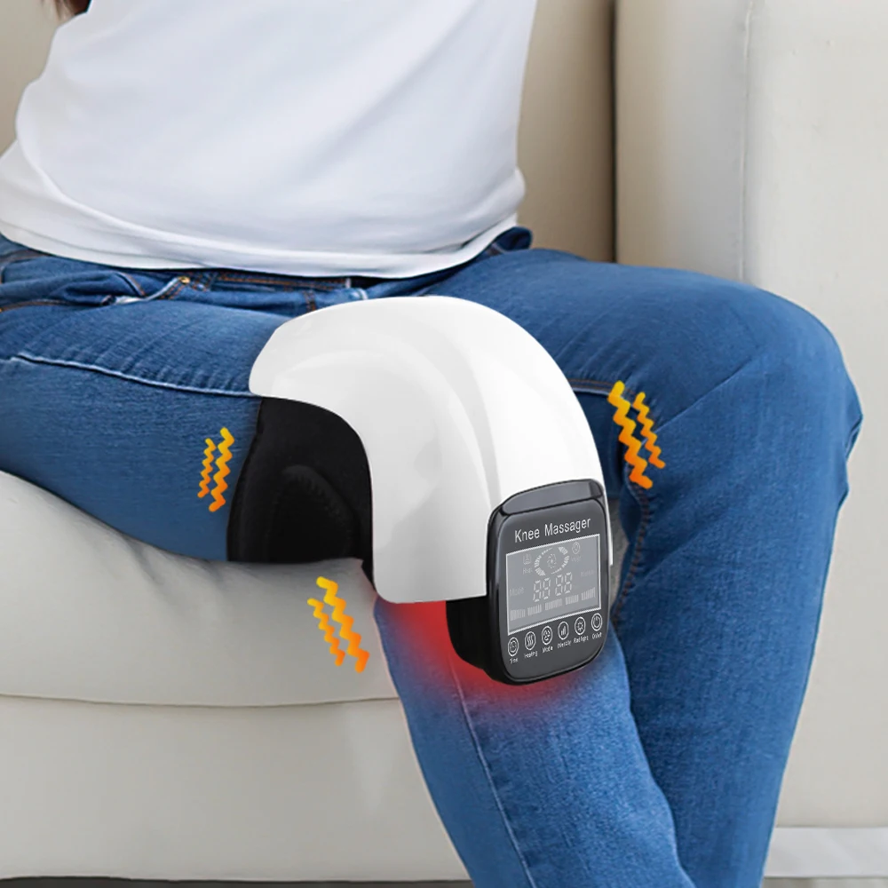 Elétrica Infravermelho Aquecimento Joelheira Massageador, Pressão De Ar E Vibração Fisioterapia Máquina, Display LCD, Alívio Da Dor