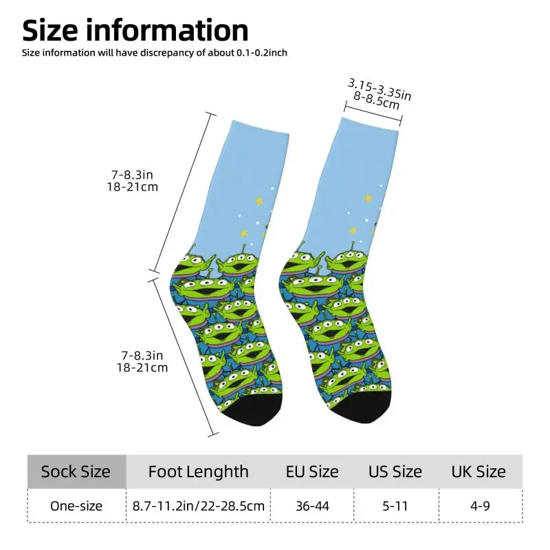 Custom Cute Printing Toy Story Socks for Men Women Stretch Summer Autumn Winter Green Aliens Anime Crew Socks