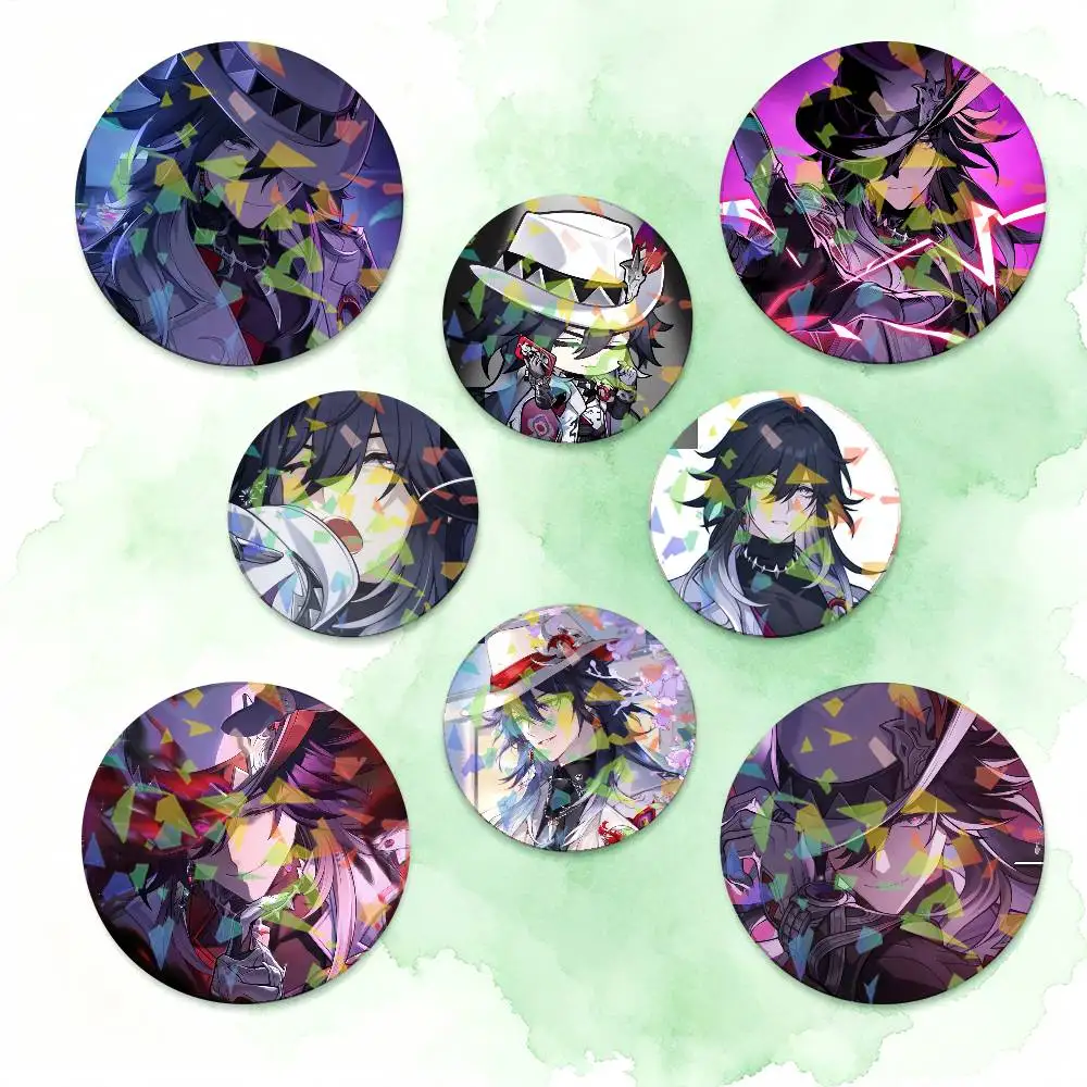 Ashveil Game Honkai Star Rail Round Badge Lapel Pins for Backpacks Briefcase Laser Brooch Clothes Gifts