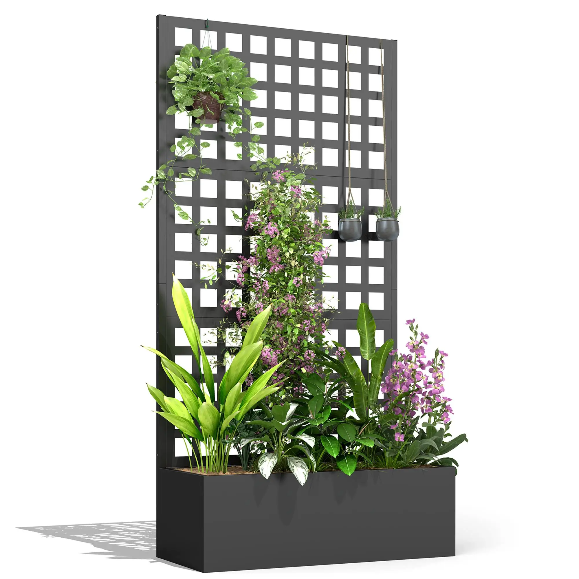 Outsunny erhöhter Blumenkasten mit Rankgitter und Sichtschutz …